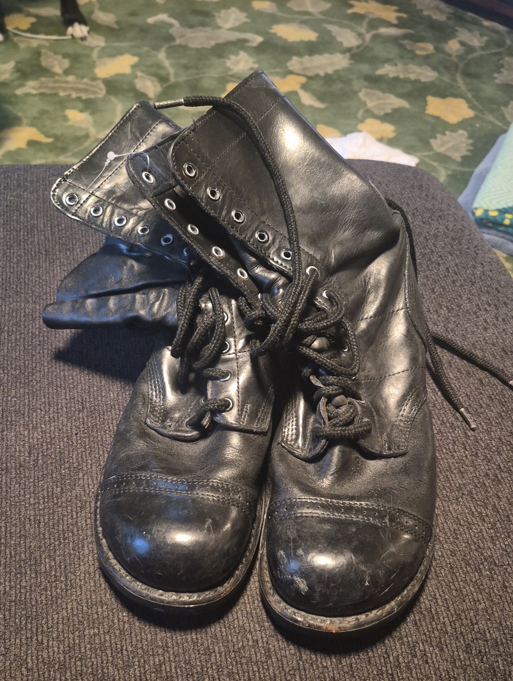 Men's Black Leather Lace-Up Work Boots